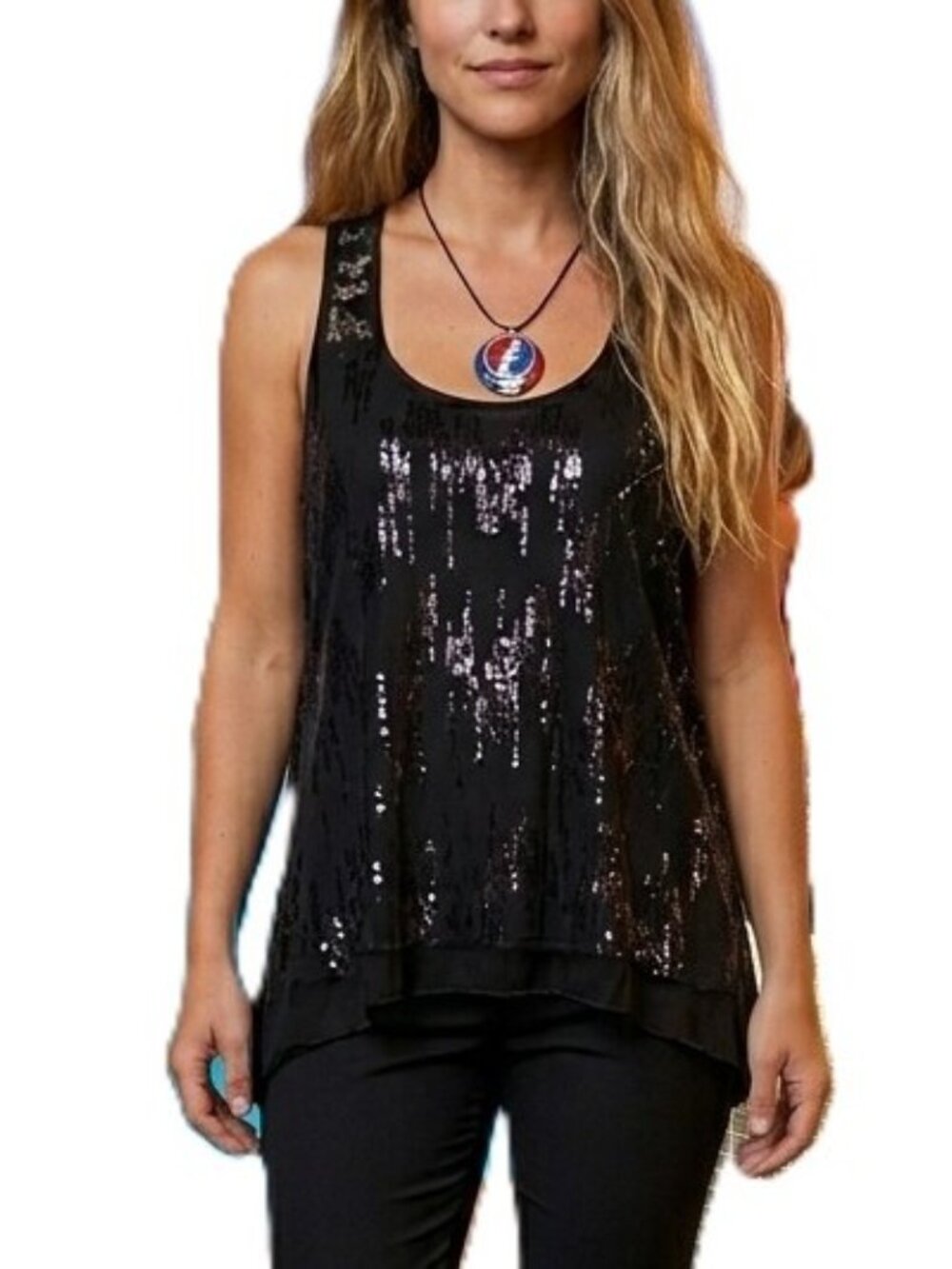 Wet Seal Black Sequin Top - Size Small